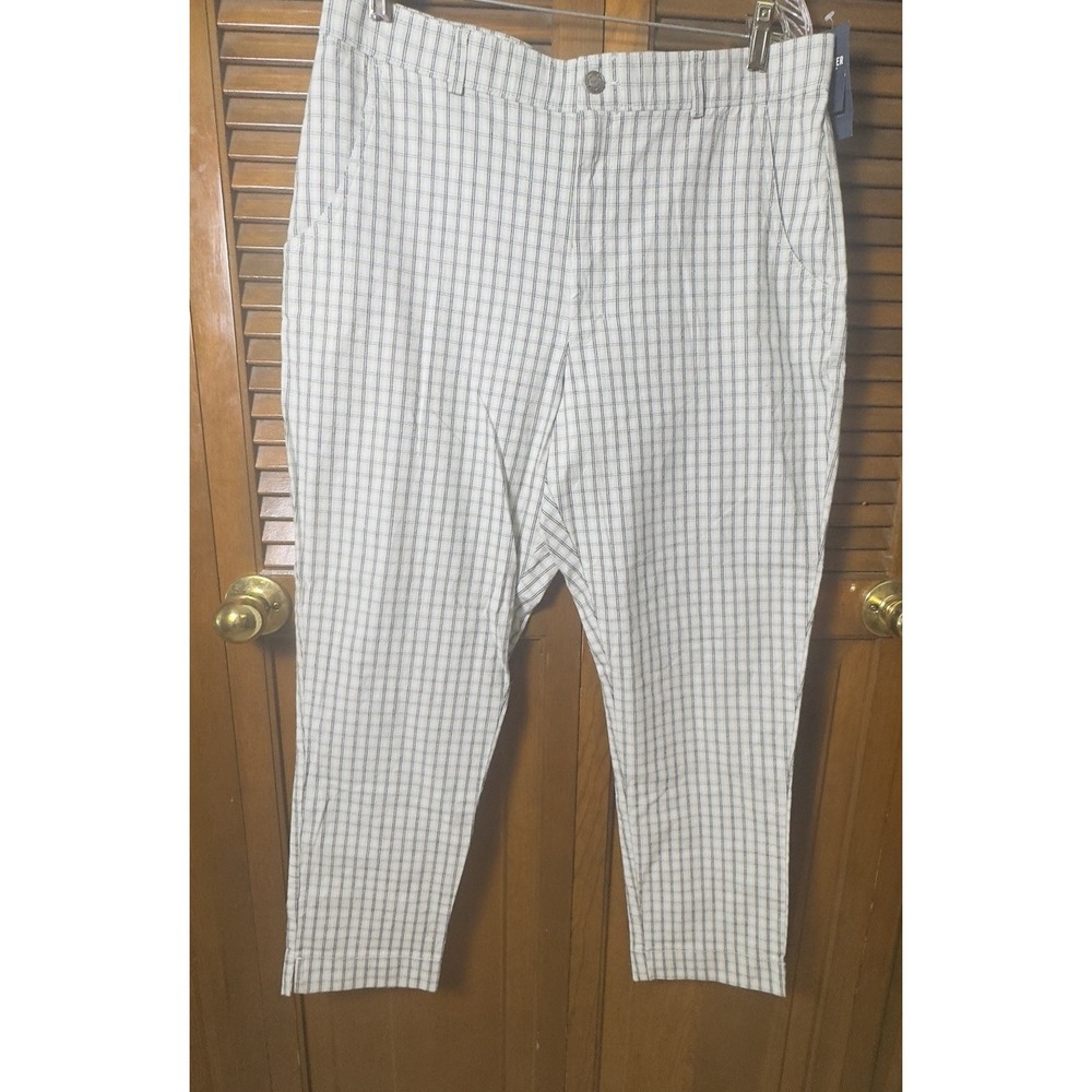 NWT Hollister Women's Ultra High-Rise Plaid Pants XL Linen Blend Cropped Tapered